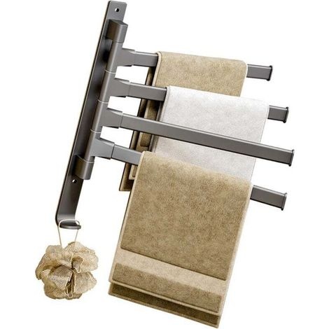 Schwenkbarer Handtuchhalter Mit 4 Dicken Aluminiumarmen, 180°-drehung, Für Badezimmer, Zuhause, Hotel