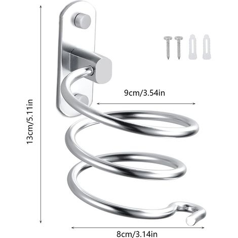 Wandmontierter Haartrocknerhalter Aus Aluminium Mit Kabelhalterung (silber)