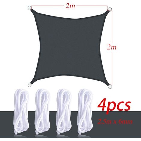 Rechteckiges Sonnensegel 2x2m, Wasserdicht Und Atmungsaktiv, Uv-schutz Für Camping, Terrasse, Garten, Balkon, Außenbereich, Pool, Grau