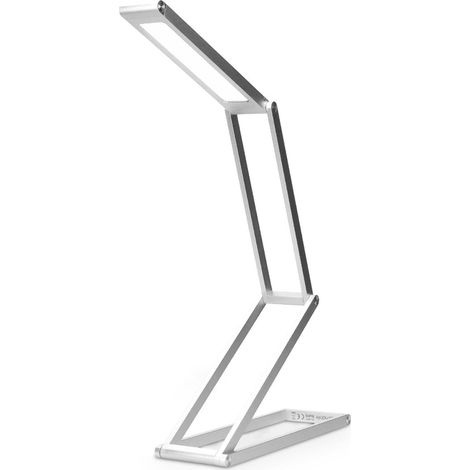 Led-schreibtischlampe – Faltbare, Kabellose Aluminiumleuchte Mit Micro-usb-anschluss Und Abnehmbarem Haken – Wohnzimmer-nachttischleuchte – Silber