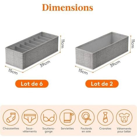 8er-set Schubladeneinsätze Für Kommoden, Faltbare Schubladentrenner, Aufbewahrungsboxen Für Kleidung, Aufbewahrungskörbe Für Unterwäsche, Kinderkleidung, Socken, Krawatten, Grau