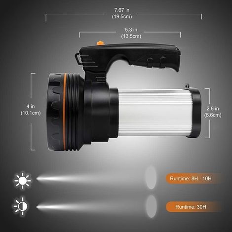 Superheller, Wiederaufladbarer Led-projektor, Tragbare Taschenlampe Mit 9000 Mah Und Powerbank-funktion, Wasserdichter Outdoor-projektor (ip4), Silber