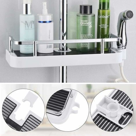 Bohrfreie Duschablage Für Duschstangen, Verstellbare Duschstangenablage, Badezimmer-shampoo-organizer Für 22-25 Mm Stangen