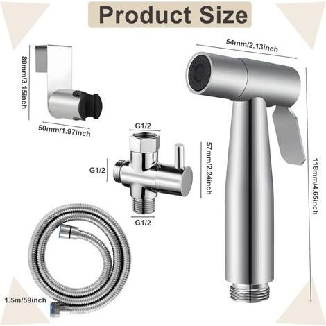Bidet-sprühset Aus Edelstahl, Handbrause Mit 1,5 M Schlauch Und Halterung, Komplettes Wc-sprühset, Handbrause Für Die Persönliche Hygiene