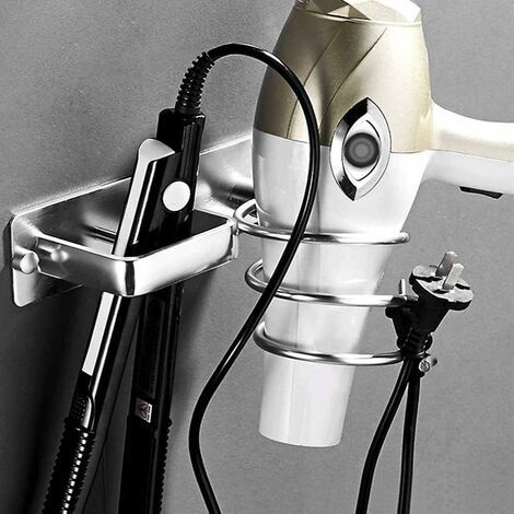 Wandmontierter Haartrocknerhalter Aus Aluminium Mit Kabelmanagement Zur Aufbewahrung Von Haartrocknern, Glätteisen, Haarbürsten Und Mehr