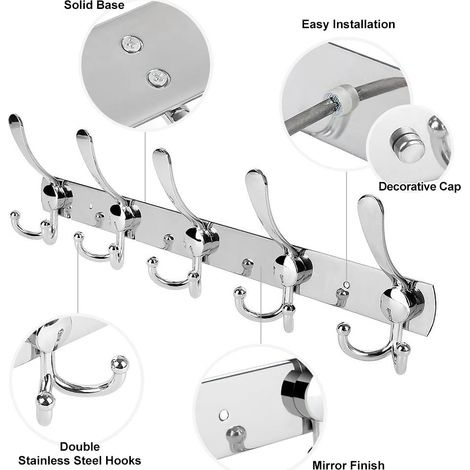 Wandhaken Aus Edelstahl – 2 Packungen À 15 Haken – Mantel-/handtuch-/huthalter – Silber