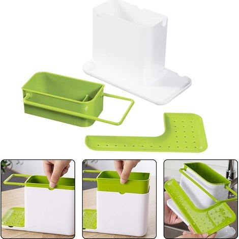 Schwammhalter Für Die Küchenspüle, Aufbewahrungsorganizer Für Die Küchenspüle, Abtropfgestell Mit Handtuchhalter (grün)