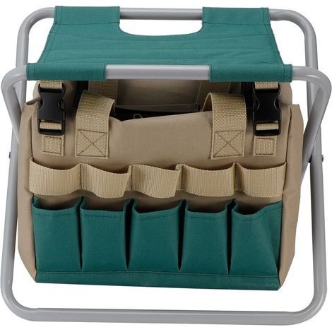 Tragbarer, Multifunktionaler, Klappbarer Gartenhocker Mit Werkzeugtasche Für Outdoor-campingausrüstung