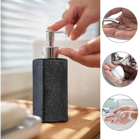 3er-set Hand- Und Spülmittelspender, 350 Ml, Nachfüllbare Quadratische Pumpflasche Aus Hochwertigem Glas Für Bad, Küchenarbeitsplatte Und Spüle