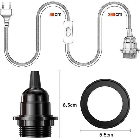Diy-pendelleuchte Mit Hanfseil, Textilkabel, E27-fassung, Schalter Und Stecker, 4,5 M Lange Retro-lampe, Seilkabel, Lampe Für Esstisch, Wohnzimmer, Schlafzimmer (1-flammig) [c]