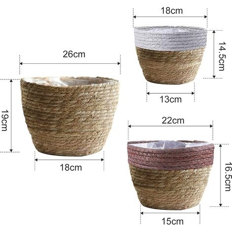 Geflochtener Seegras-pflanzkorb/blumentopf, Handgeflochtener Seegras-pflanzkorb Mit Wasserdichter Kunststoffauskleidung, Aufbewahrungskorb, Für Garten- Und Hochzeitsdekoration