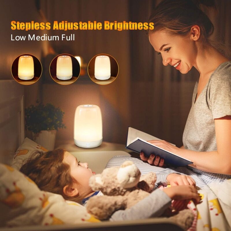 Led-nachttischlampe Mit Usb-aufladbarer Touch-funktion, 6 Umschaltbaren Rgb-farben Und 3 Helligkeitsstufen, Dimmbares Nachtlicht Für Schlaf- Und Badezimmer