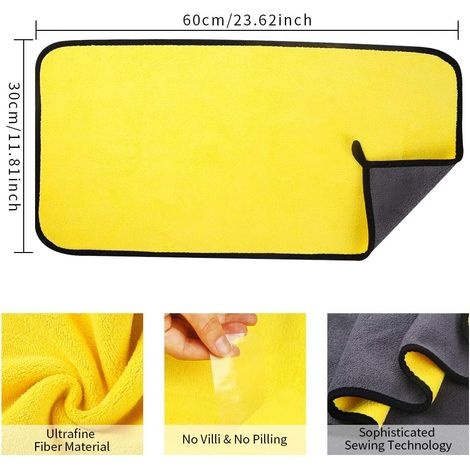 Mikrofasertücher Fürs Auto, 3er-set, 60 X 30 Cm, Ultra-saugfähige Mikrofasertücher – Schnelltrocknend, Wiederverwendbar Für Reinigung, Autopolitur Oder Haushalt
