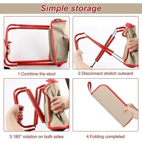 Klappbarer Campinghocker, 27 Cm Tragbarer Klappstuhl, Leichter Klappbarer Angelhocker, Tragbarer Campingsitz Für Garten, Strand, Wandern, Picknick, Reisen (roter Rand)
