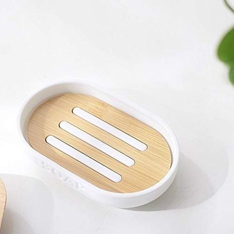 5-teiliges Badezimmer-set Aus Bambus – Zahnbürstenhalter Aus Glas – Seifenspender – Seifenschale – Badezimmeraccessoires