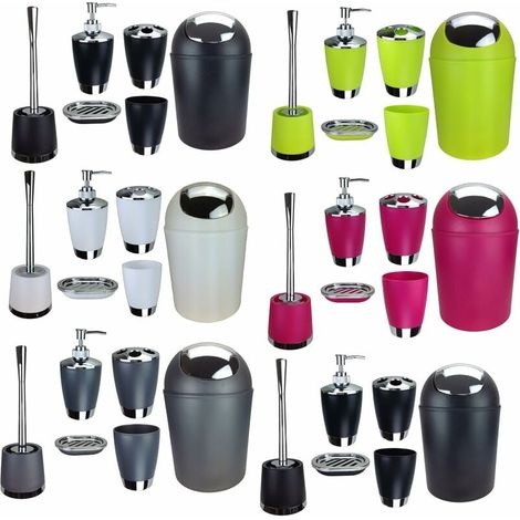 6-teiliges Badezimmer-accessoire-set Bestehend Aus Seifenspender, Wc-bürste Und Bürstenhalter, Schwarz
