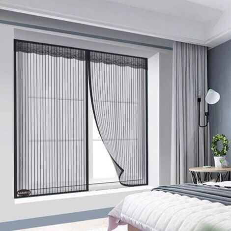 Magnetisches Fenster-moskitonetz, Fenstervorhang Zum Schutz Vor Mücken Und Insekten, Automatischer Magnetischer Verschluss, Für Fenster Oder Türen - Schwarz - B 47x47 Zoll (120x120 Cm)