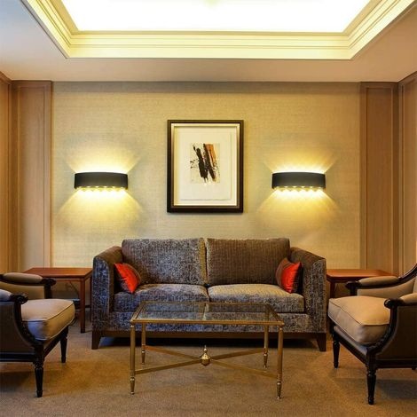 12-w-led-wandleuchte Für Den Innenbereich – Warmes Licht – Schwarzes Aluminium – 80 X 315 Mm – Verdeckte Wandmontage Für Wohnzimmer, Schlafzimmer, Flur –