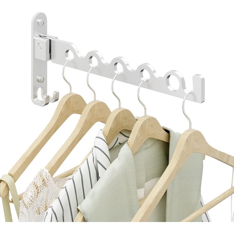 Wandmontierter Wäscheständer, Wandkleiderbügel, Um 90° Drehbarer, Klappbarer Wandkleiderständer, Für Balkon, Badezimmer, Hotel (silber)