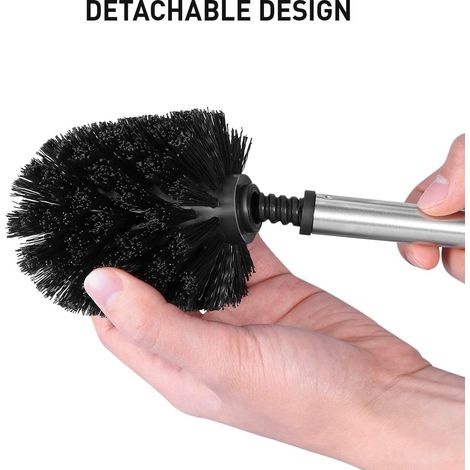 3-teiliges Wc-bürsten-set Aus Kunststoff Mit Edelstahlgriff (schwarz + Silber)