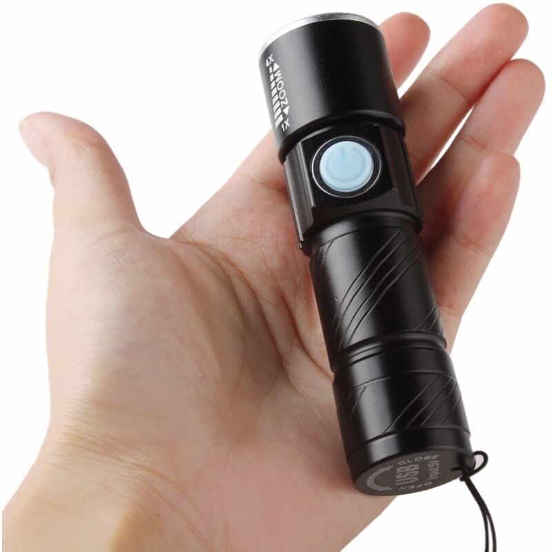 Mini-usb-taschenlampe, Wiederaufladbare Led-taschenlampe Aus Aluminiumlegierung Mit Starkem Licht, Gold + Schwarz