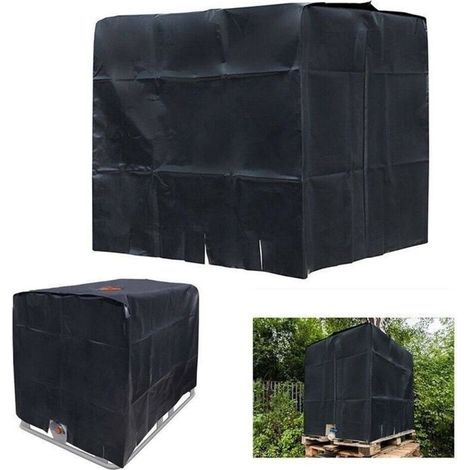 1000-liter-eimerabdeckung, Staubdichte Ibc-wassertankabdeckung, Schutzhülle, Wassertankdeckel, 210d Oxford-gewebe, Sonnenschutz, Schwarz, 120 X 100 X 116 Cm