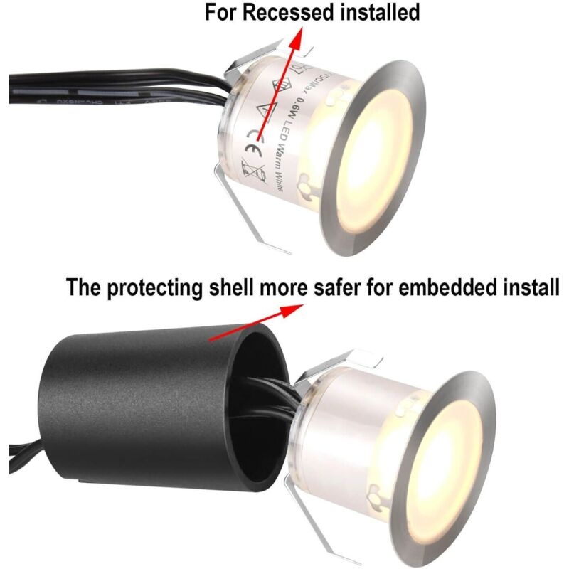 10er-pack Led-einbaustrahler Für Den Außenbereich, Ip67 Wasserdicht, 32 Mm, Einbaustrahler (10 Warmweiße 2800k Leds)