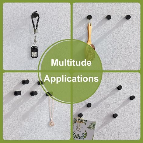 Matte Schwarze Handtuchhaken, 5er-pack Rostfreie Metallhaken Für Kleider Und Mäntel, Zum Kleben Oder Zur Wandmontage Im Badezimmer