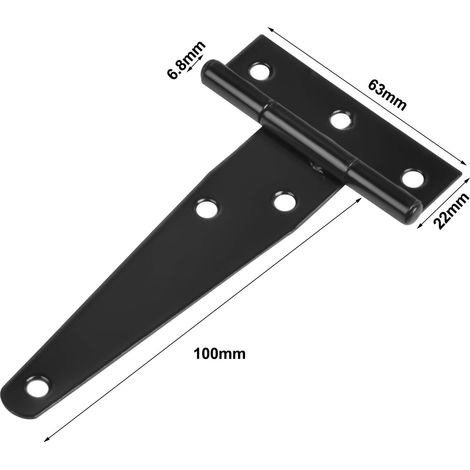 Stück 100 Mm T-scharniere, Schwarz Lackiert, 10 Cm (4 Zoll), Robuste T-scharniere, Türscharniere Aus Holz, Rostfreie Metall-türscharniere Mit Schrauben Für Scheunentüren