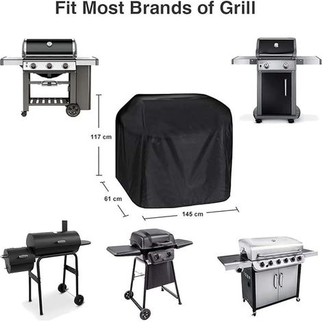 Grillabdeckung, Gasgrillabdeckung, Robuste 210d Oxford-plane, Geeignet Für Weber, Brinkmann, Char-broil Usw., Uv-, Wasser- Und Reißfest (145 X 61 X 117 Cm)