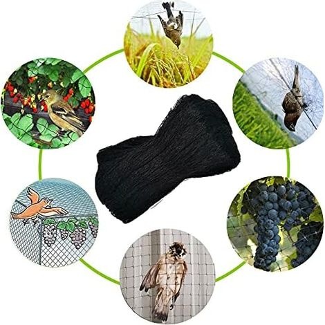 20 X 5 M Vogelschutznetz, Nylonzaun, 1,5 Cm Maschenweite, Für Tiere Und Pflanzen, Garten, Taubenschutz, Landwirtschaft, Geflügelzucht, Viehzucht, Obstbäume, Balkon, Teich – Schwarz