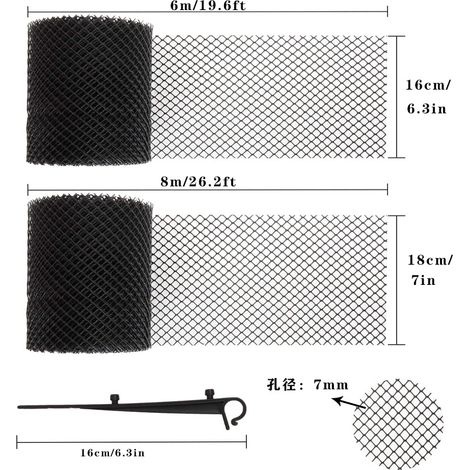 Dachrinnengitter, Dachrinnenschutzmatte, 8 M Lang, Kunststoff, Laubschutz, 18 Cm Maschenweite - Laubschutz