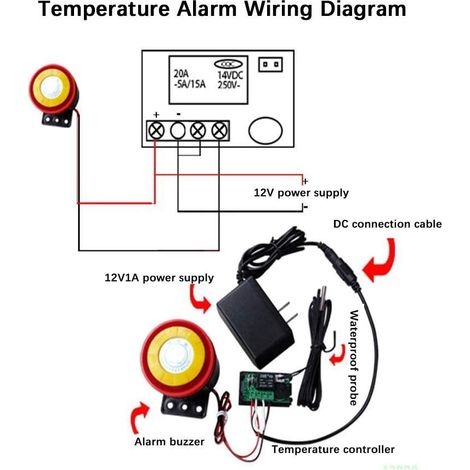 12-v-digitalthermostat. Mehrzweckthermostat Mit Sensor, Temperaturmessbereich: -50 °c Bis 110 °c