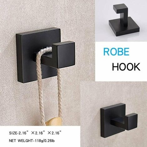 Garderobenhaken, Handtuchhaken, Mattschwarz, 2er-set Edelstahl-kleiderhaken, Robuste Wandhaken Für Bad Und Küche, Zur Montage