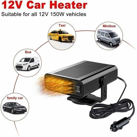 2-in-1 Autoheizung 12v 150w Tragbarer Auto-entfroster Und -entfeuchter 360° Drehbarer Auto-windschutzscheiben-entfroster Mit Zigarettenanzünderstecker Guazhun