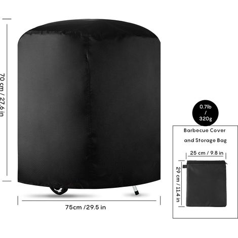 Runde Grillabdeckung, Wasserdichte Grillabdeckung Aus 420d Oxford-gewebe, Grillschutzplane, Schwarz (75 X 70 Cm)