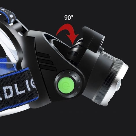 Wiederaufladbare Led-stirnlampe, Ip64 Wasserdichte Zoom-taschenlampe Mit 3 Modi, Usb-kabel Und Kontrollleuchte Für Camping/angeln/klettern