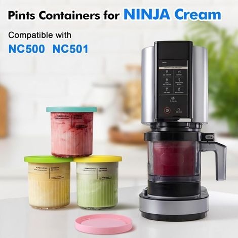 4-teiliges Cremiges Deluxe-behälterset, 800-ml-behälter Für Ninja Creami Nc500 Nc501, Eiscremebehälter Mit Deckel Und Löffel, Zubehör Für Ninja Eismaschine