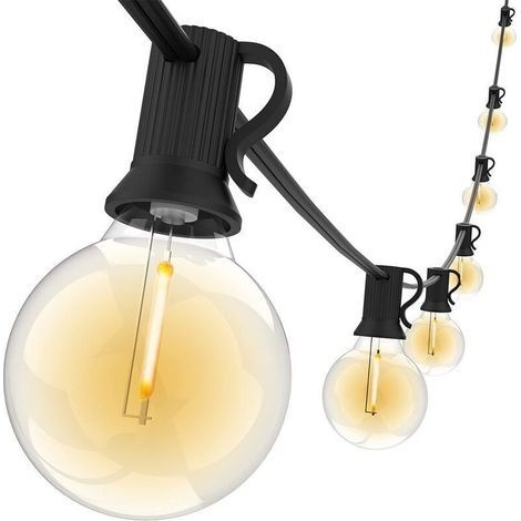 15 M Lange Lichterkette Für Den Außenbereich – 25 E12-fassungen – 1 Ersatz-g40-led-lampe – Schutzart Ip44 – Verbindbar Für Festliche Anlässe