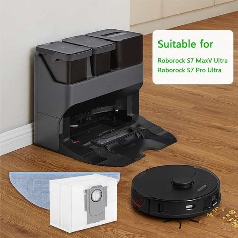 Zubehörset Für Roborock S7 Maxv Ultra/s7 Pro Ultra Saugroboter, Inklusive 8 Staubsaugerbeuteln Und 4 Wischpads, Zur Bodenreinigung