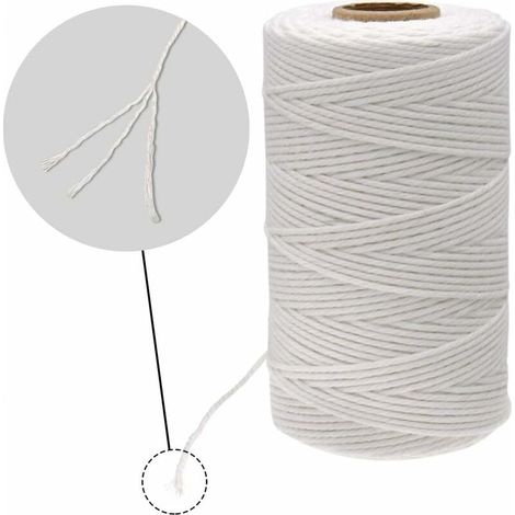 Makramee-baumwollkordel, Weiße Schnur, 2 Mm X 100 M, Für Bastelarbeiten, Kochen, Fleischbinden Und Verpackungen