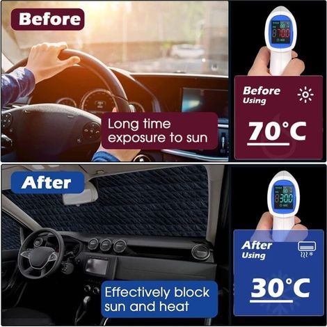 Sonnenschutz Für Die Windschutzscheibe, Uv-schutz, Perfekter Frontschutz Gegen Uv-strahlung Und Hitze Im Auto, Universell Passend Für Die Meisten Fahrzeuge, Faltbar