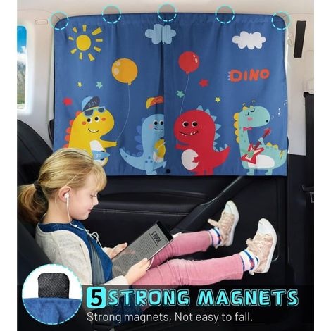 Doppellagiger Magnetischer Sonnenschutz Für Autofenster Für Babys Mit Niedlichen Motiven, Sonnenschutz Für Babyautos, Für Den Heimgebrauch, Blockiert Uv-strahlen (dinosaurier)