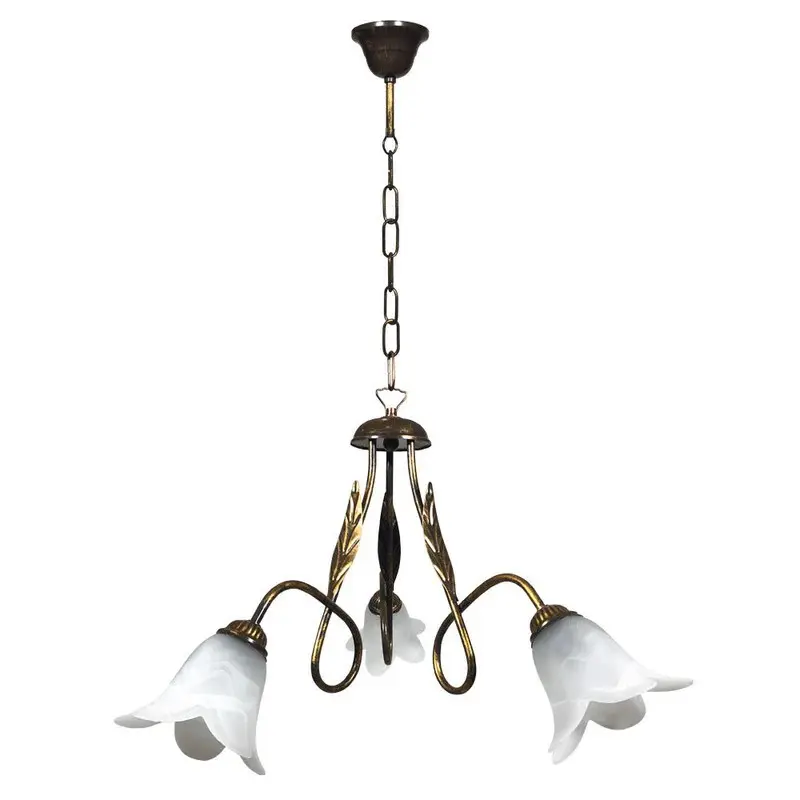 Lampadario Amelia 3-flammig E14 Braun/gold Mit Weißem Spiegeldiffusor