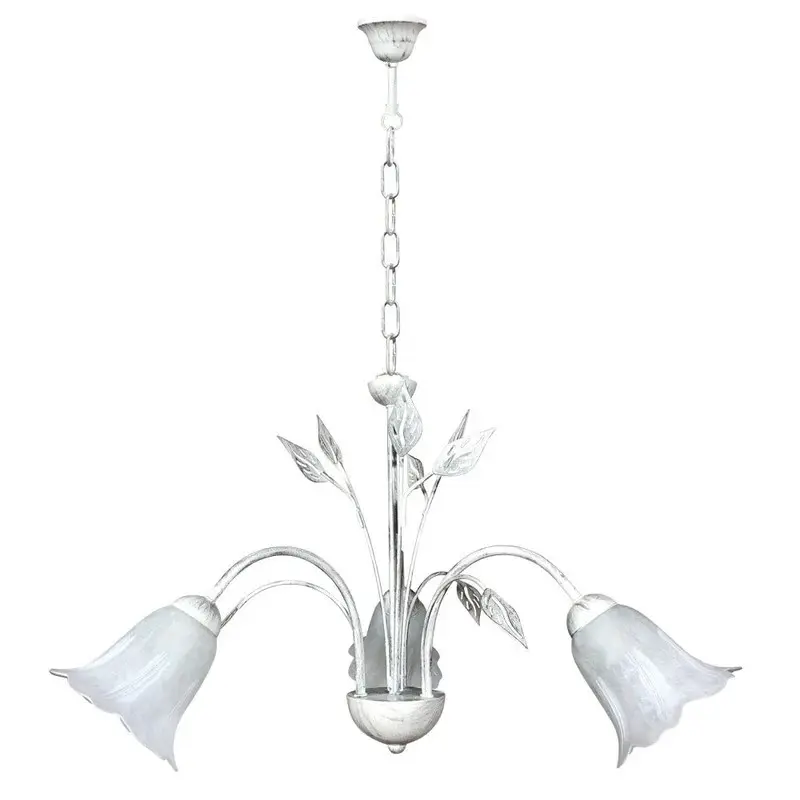 Lampadario Teresa 3-flammig E14 In Weiß/silber Mit Weißem Spiegelscheibenglas