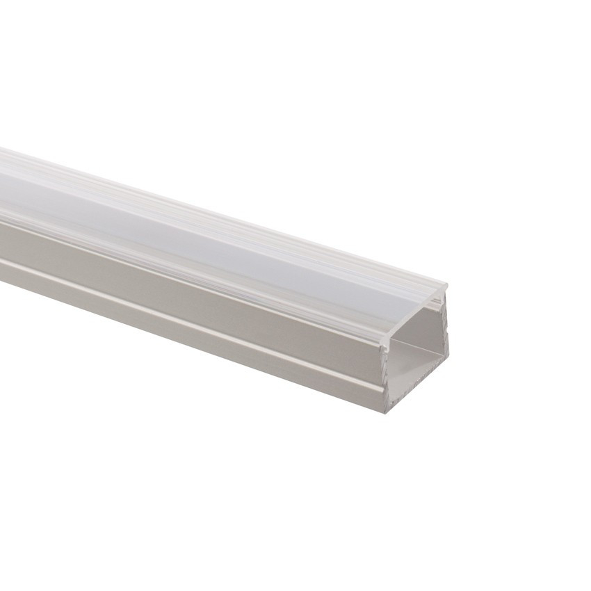 Efectoled - Aluminiumprofil Aufbau Für Led Streifen Bis 16 Mm Mit Durchgehender Abdeckung Milchweiße Klemme 2 M