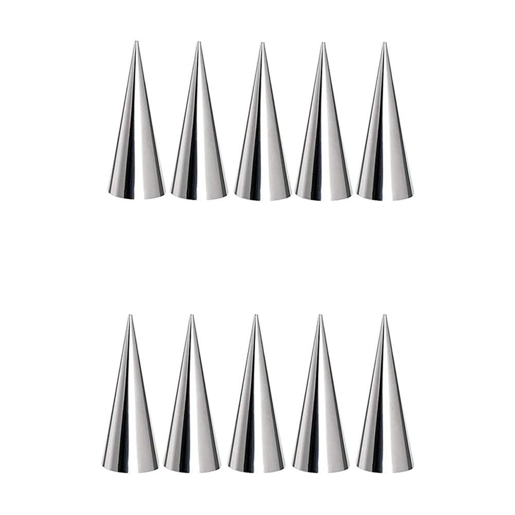 10 Edelstahl-sahnehörnchenformen, Gebäckformen, Eiswürfelformen, Vertikale Kegelform