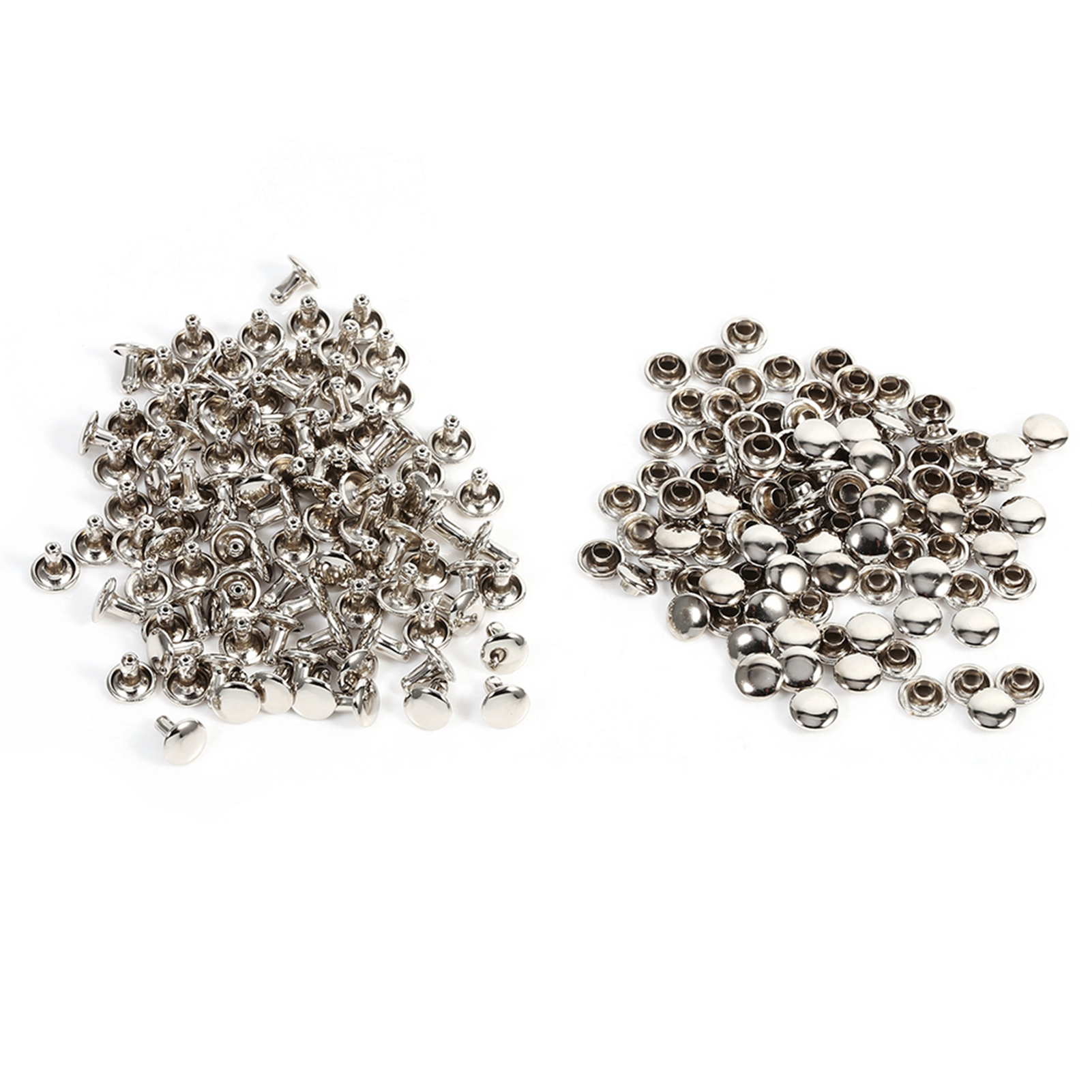 Doppelkopfnieten 8x8mm, 100 Stück, Metall, Leder, Bastelreparatur, Ziernieten, Nietendekoration (silber).