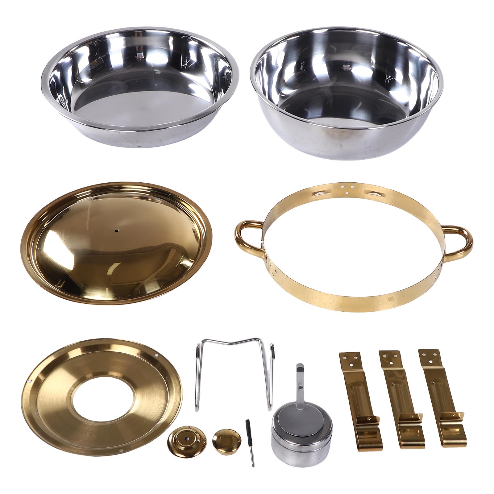 Runde Speisenwärmer Mit 4,5 Litern Fassungsvermögen Für Buffets, Aus Edelstahl, In Gold- Und Silberfarbe, Ideal Für Partys Und Restaurants.