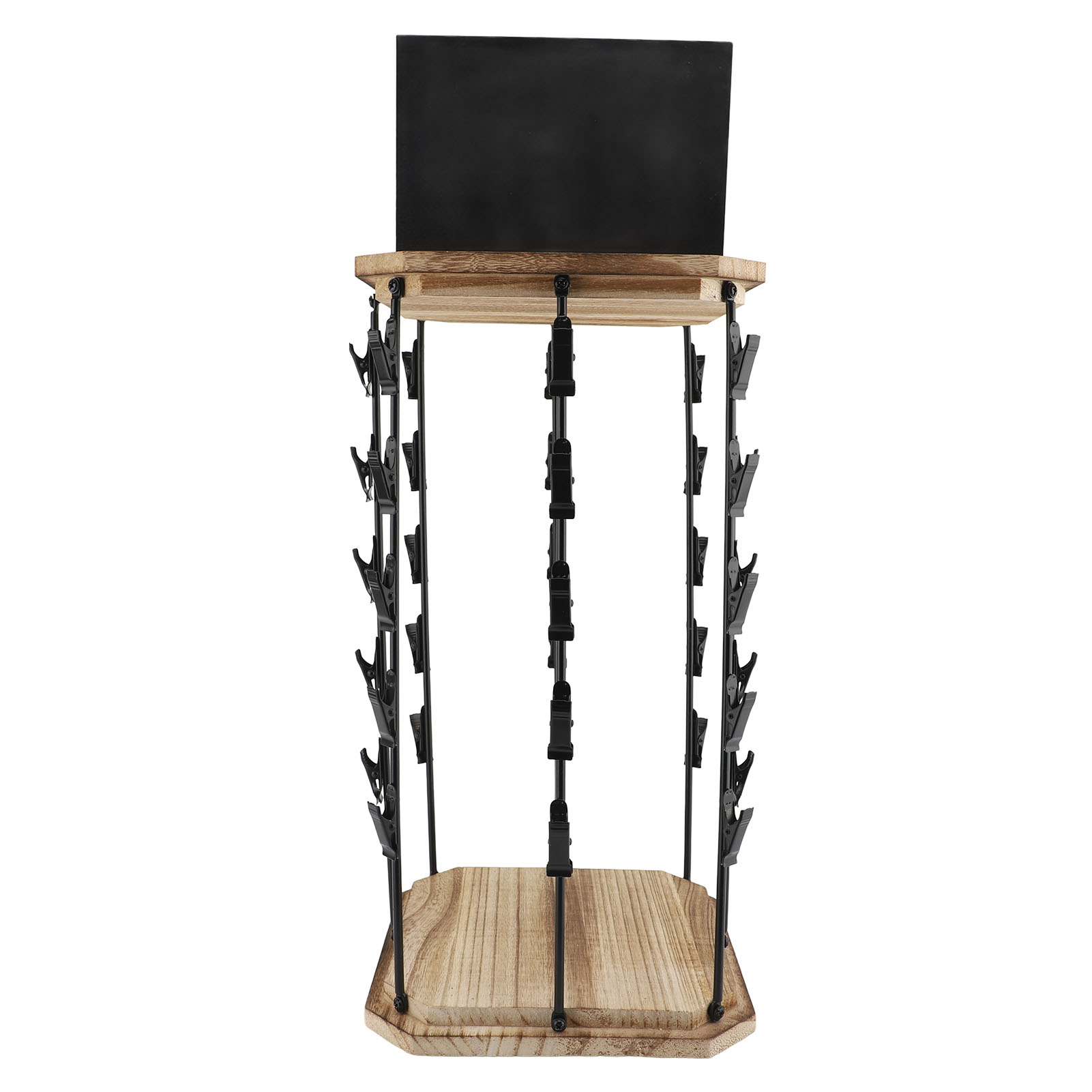 5-stöckiger Chips-präsentationsständer Mit 40 Clips, 360° Drehbarer Snack-organizer Mit Holzsockel Für Büro Und Partytheke